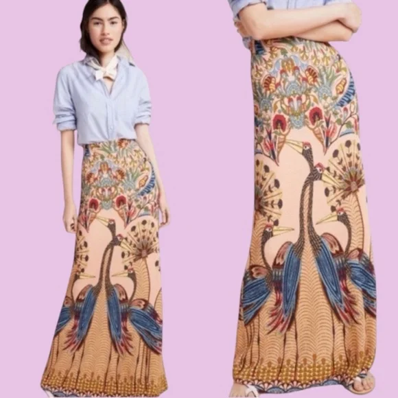 Farm Rio Peacock Maxi skirt Size M - Picture 2 of 4